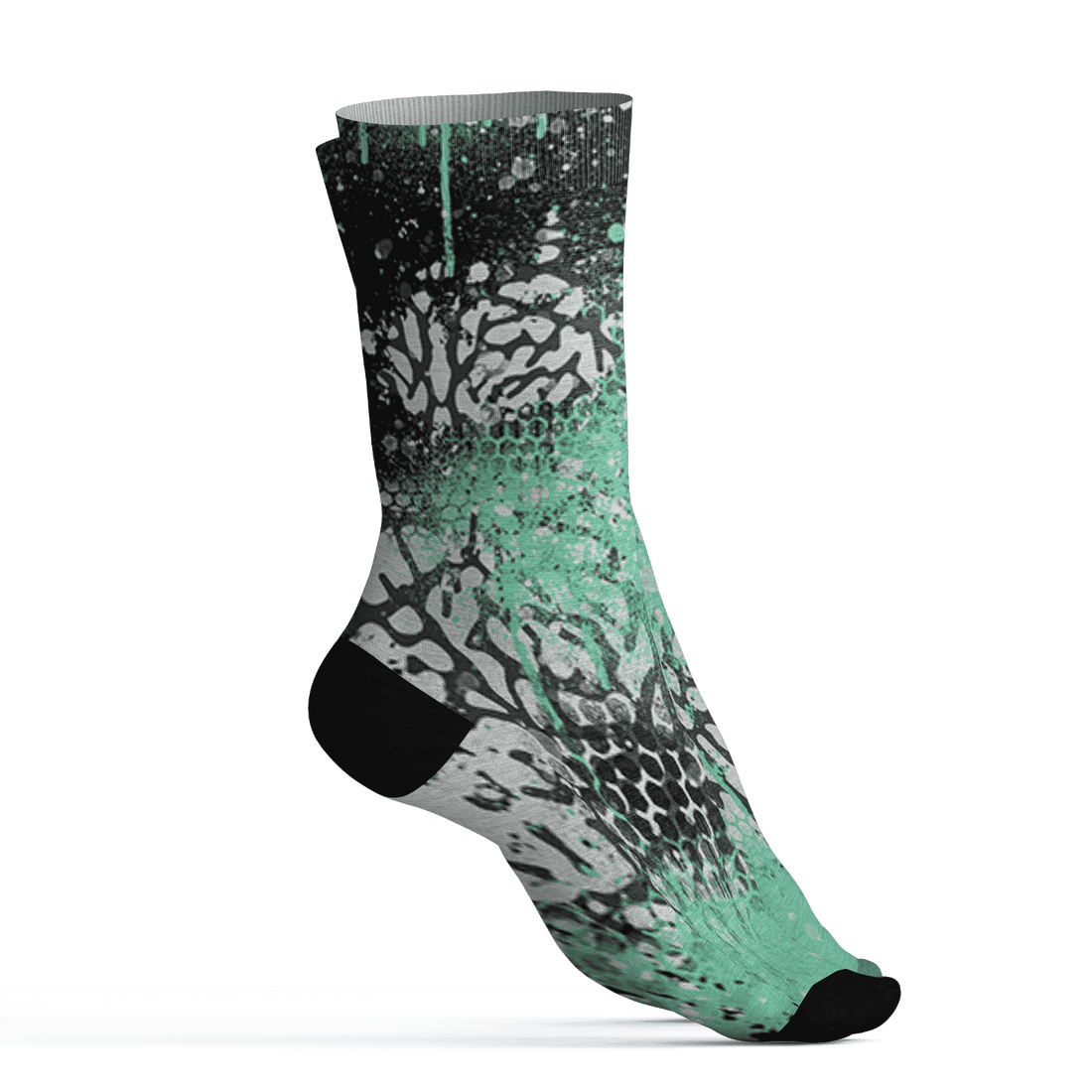 Green Glow 3s Socks Match 23 Painted Graffiti - NastyJamz