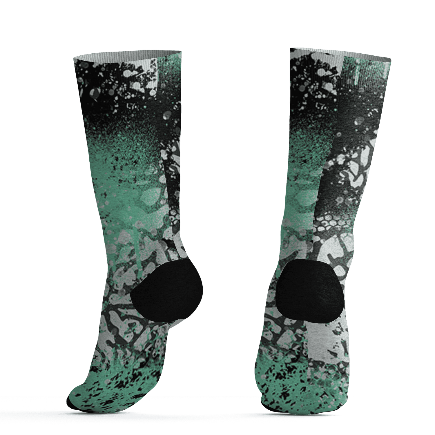 Green Glow 3s Socks Match 23 Painted Graffiti - NastyJamz