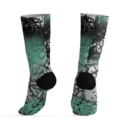Green Glow 3s Socks Match 23 Painted Graffiti - NastyJamz