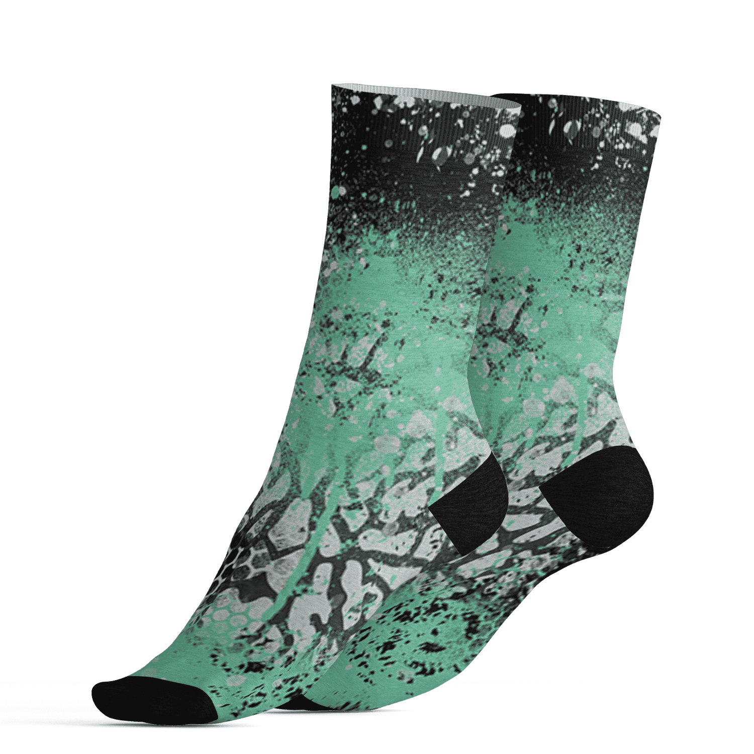Green Glow 3s Socks Match 23 Painted Graffiti - NastyJamz