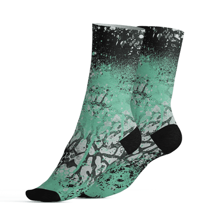 Green Glow 3s Socks Match 23 Painted Graffiti - NastyJamz