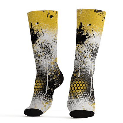 Yellow Ochre 6s Socks Match 23 Painted Graffiti - NastyJamz