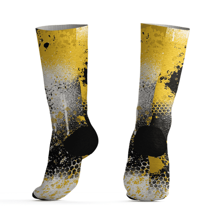 Yellow Ochre 6s Socks Match 23 Painted Graffiti - NastyJamz