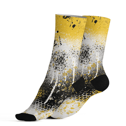 Yellow Ochre 6s Socks Match 23 Painted Graffiti - NastyJamz