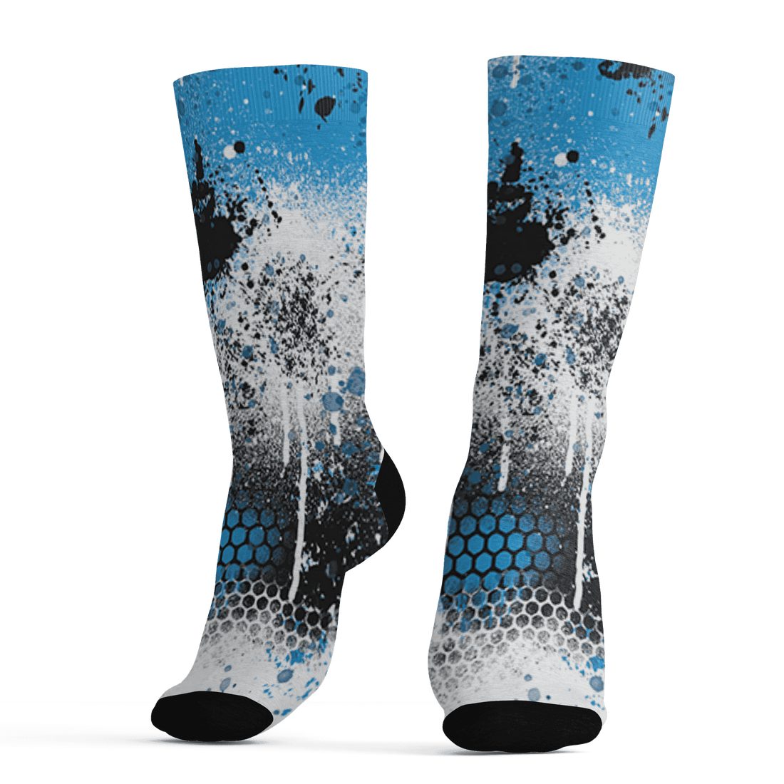 Powder Blue 9s Socks Match 23 Painted Graffiti - NastyJamz