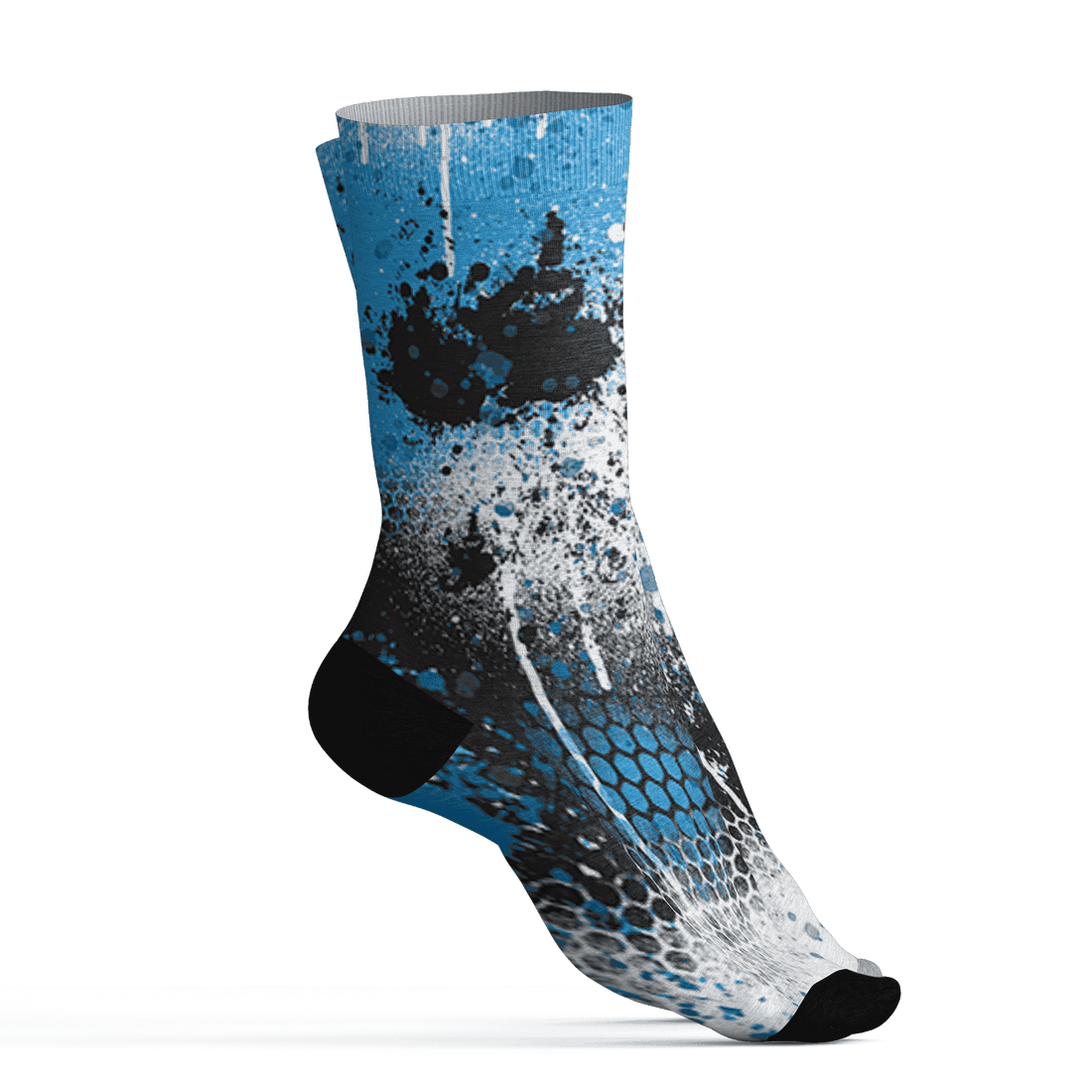Powder Blue 9s Socks Match 23 Painted Graffiti - NastyJamz