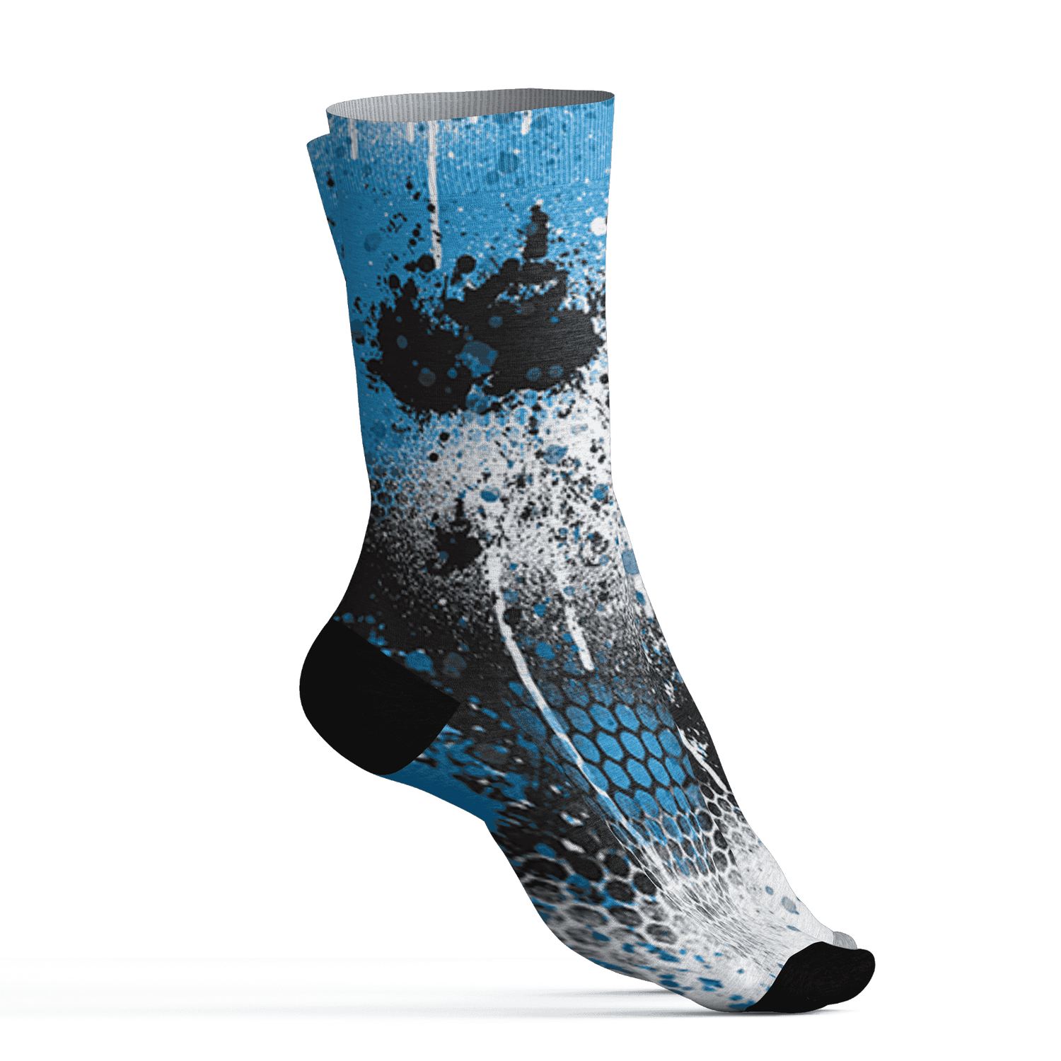 Powder Blue 9s Socks Match 23 Painted Graffiti - NastyJamz
