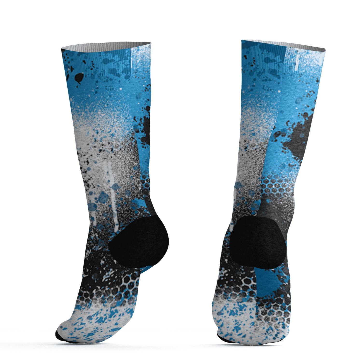 Powder Blue 9s Socks Match 23 Painted Graffiti - NastyJamz