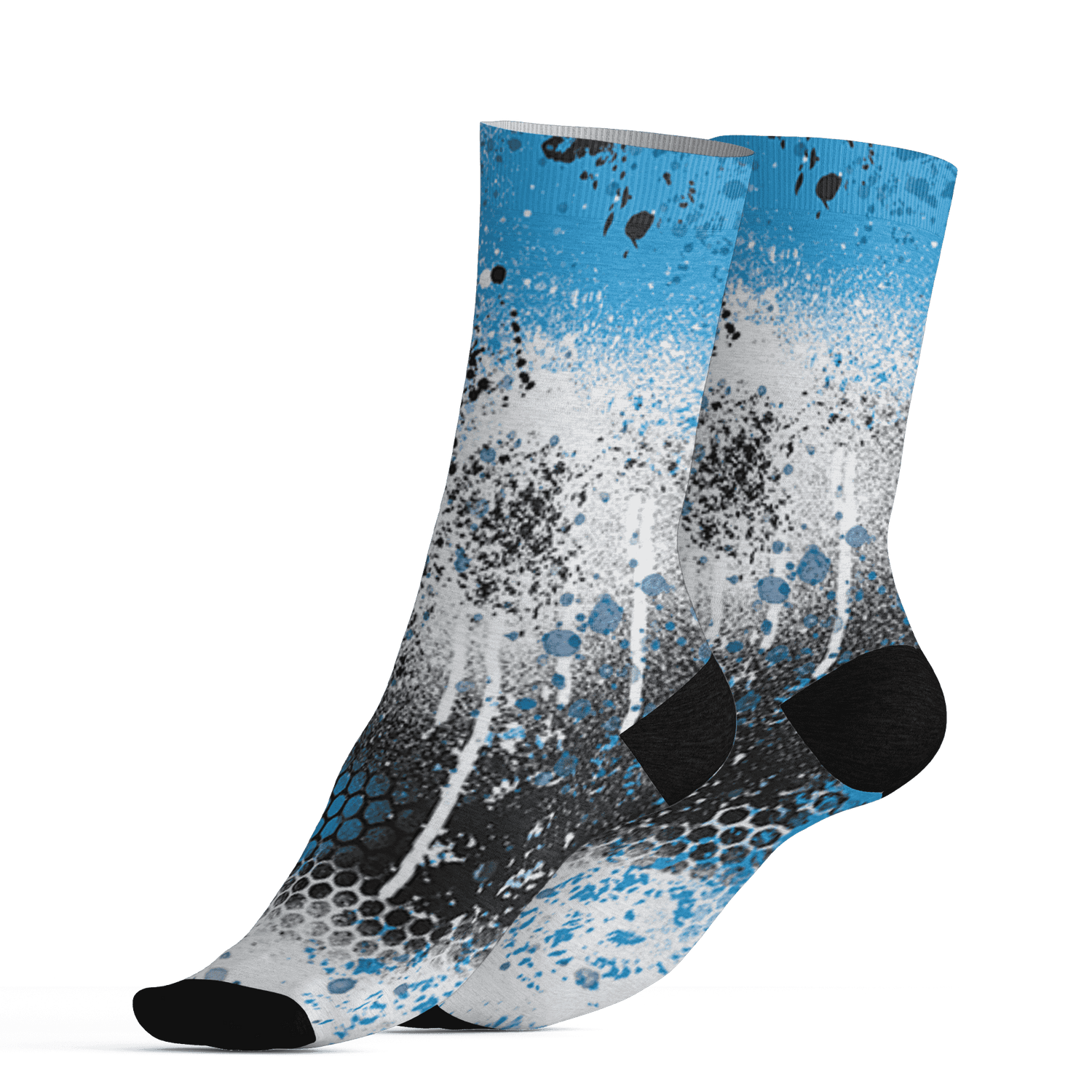 Powder Blue 9s Socks Match 23 Painted Graffiti - NastyJamz