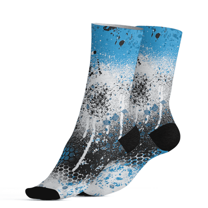 Powder Blue 9s Socks Match 23 Painted Graffiti - NastyJamz
