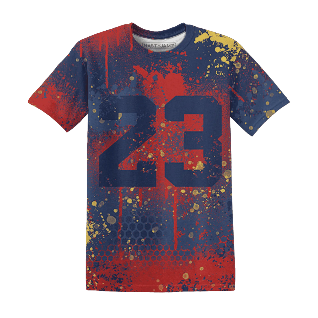 VaporMax-Air-Plus-Midnight-Navy-Gold-Black-T-Shirt-Match-23-Painted-Graffiti