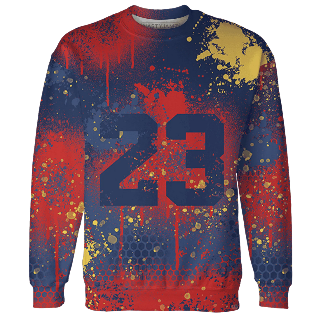VaporMax-Air-Plus-Midnight-Navy-Gold-Black-Sweatshirt-Match-23-Painted-Graffiti