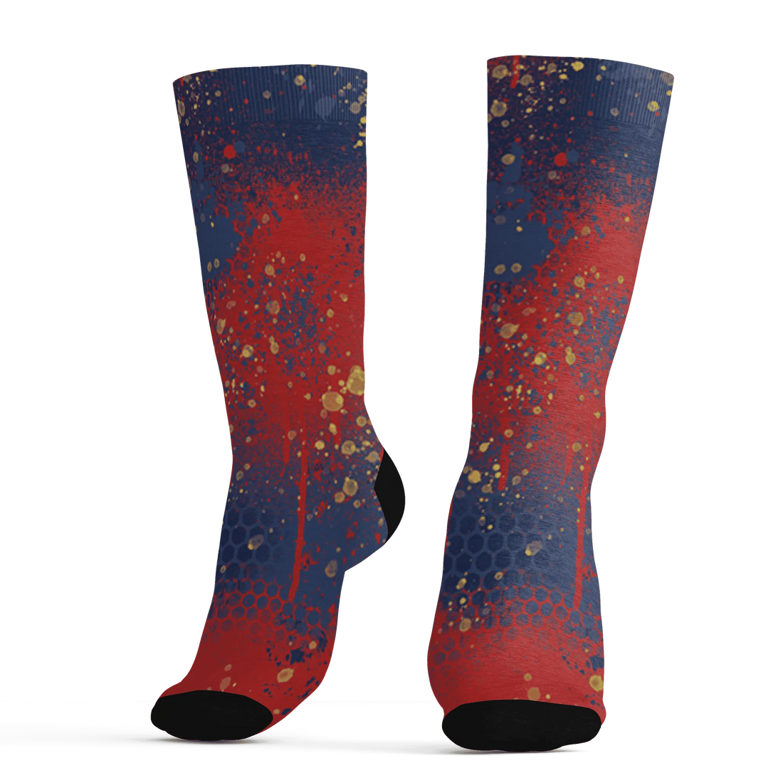 VaporMax-Air-Plus-Midnight-Navy-Gold-Black-Socks-Match-23-Painted-Graffiti