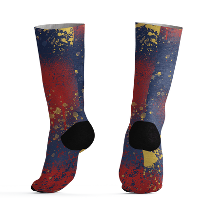 VaporMax-Air-Plus-Midnight-Navy-Gold-Black-Socks-Match-23-Painted-Graffiti