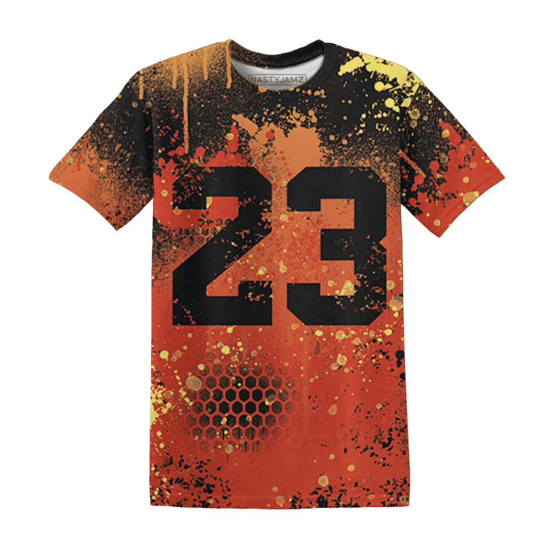 VaporMax-Crimson-Total-Orange-Plus-T-Shirt-Match-23-Painted-Graffiti