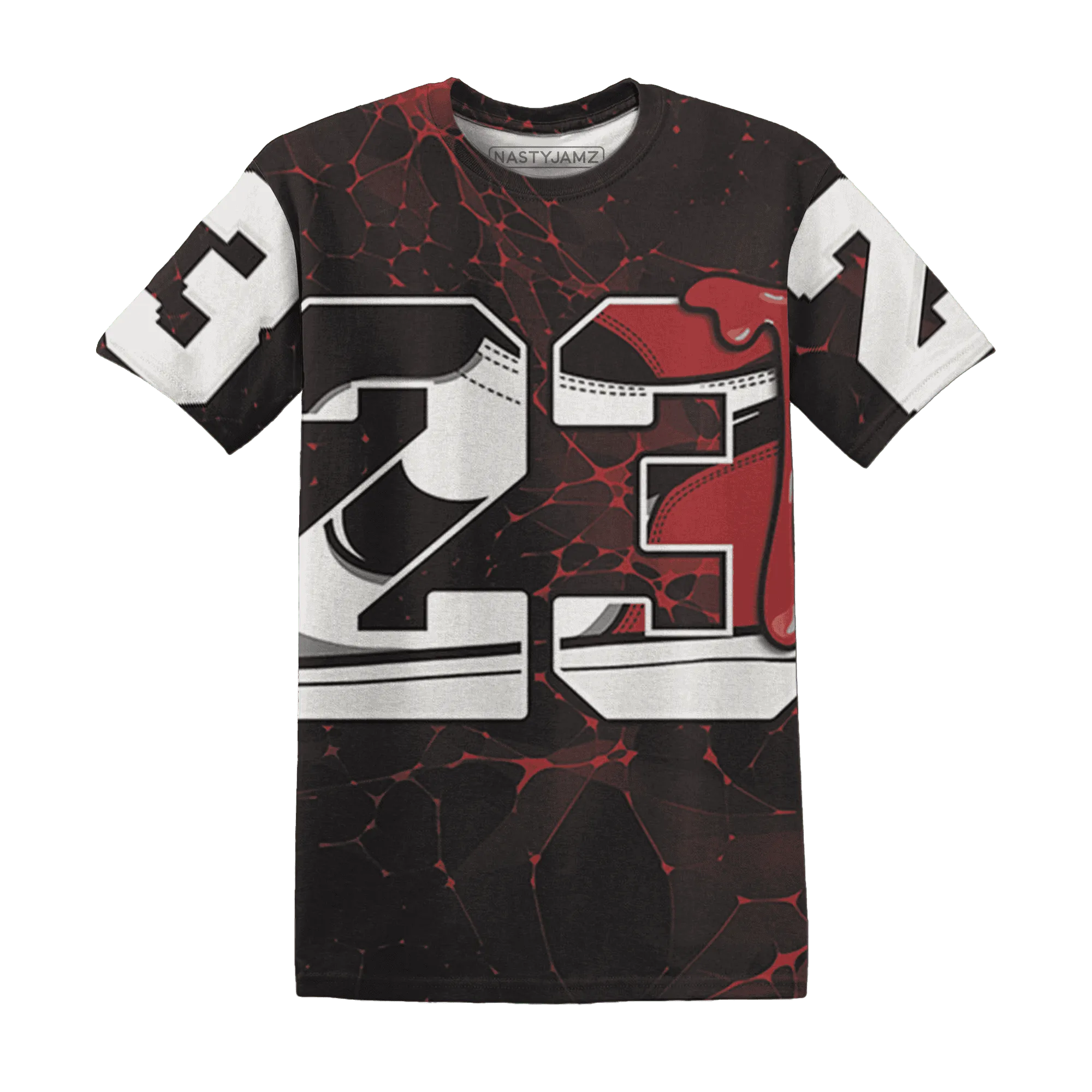 Black-Toe-Reimagined-Red-White-1s-NastyJamz-T-Shirt-Match-23-Sneaker-3D