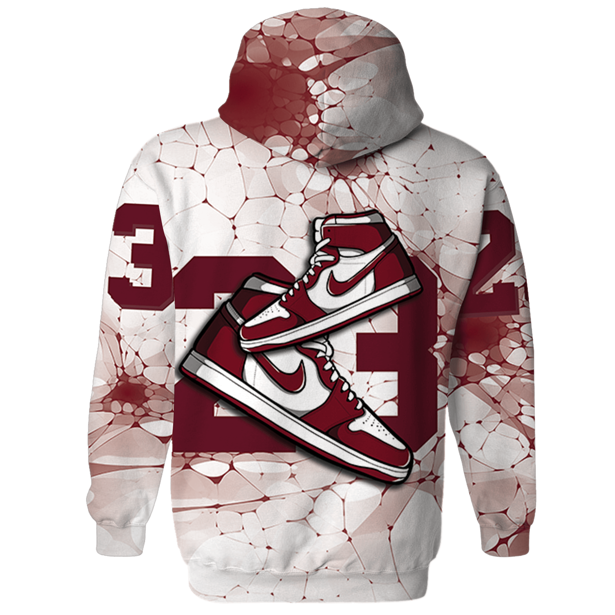 High White Team Red 1s Hoodie Match 23 Sneaker 3D All-Over Print - NastyJamz