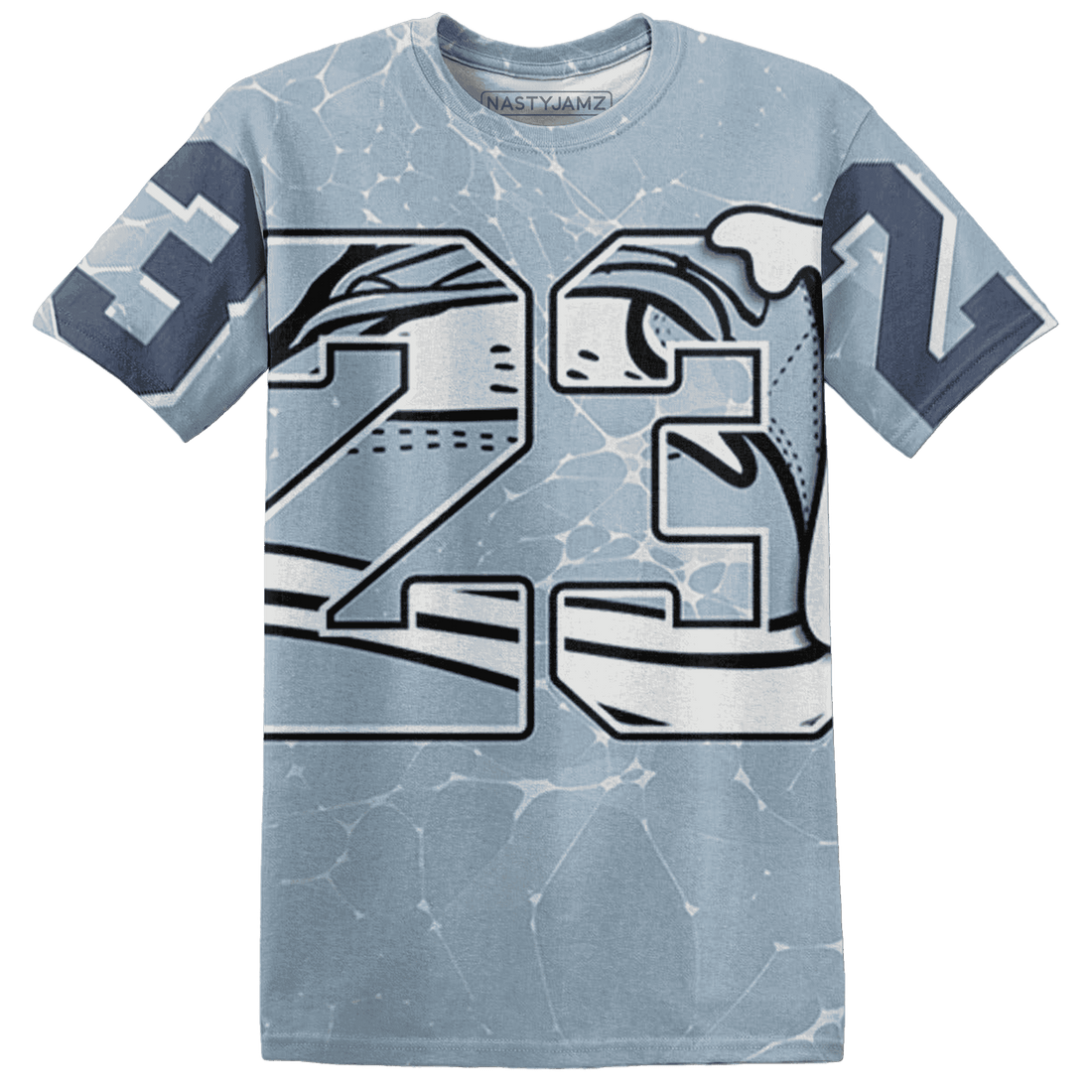 Mid Diffused Blue Grey 1s T Shirt Match 23 Sneaker 3D All-Over Print - NastyJamz