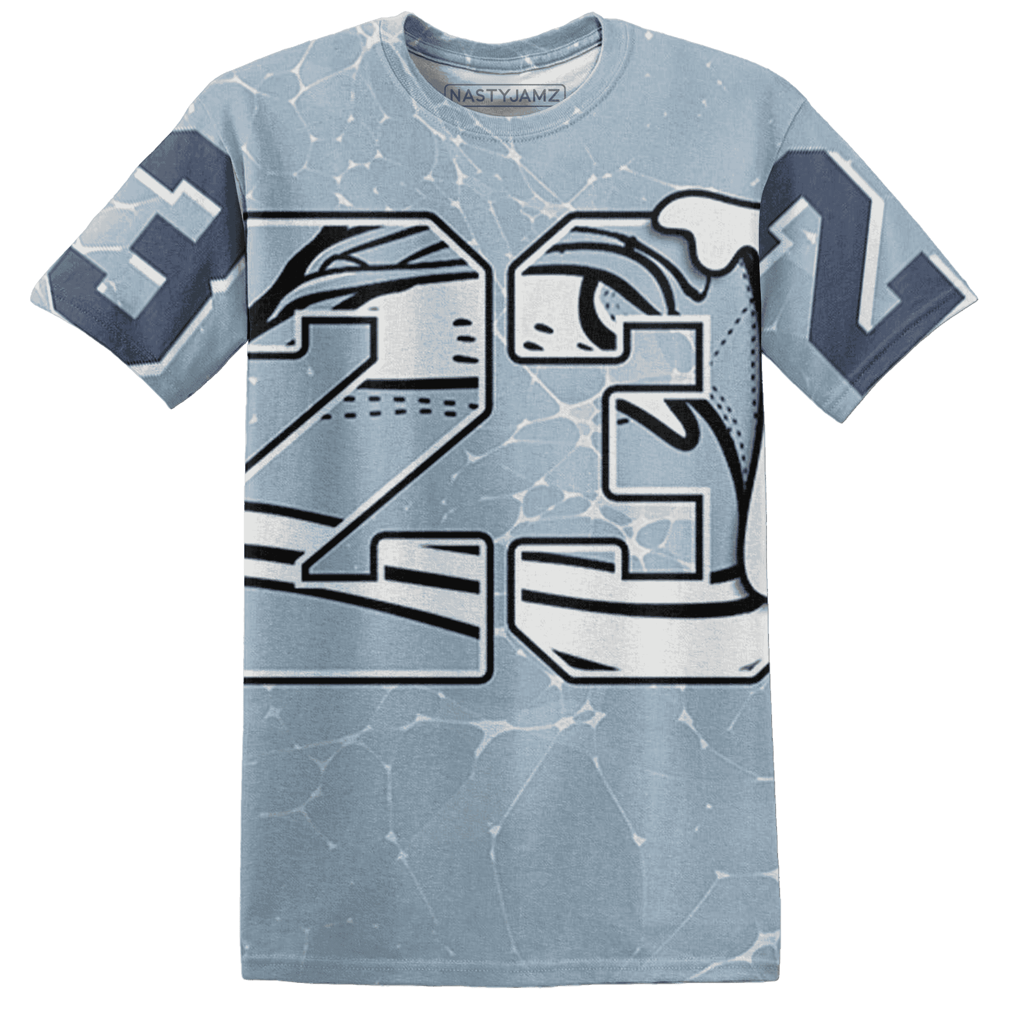 Mid Diffused Blue Grey 1s T Shirt Match 23 Sneaker 3D All-Over Print - NastyJamz