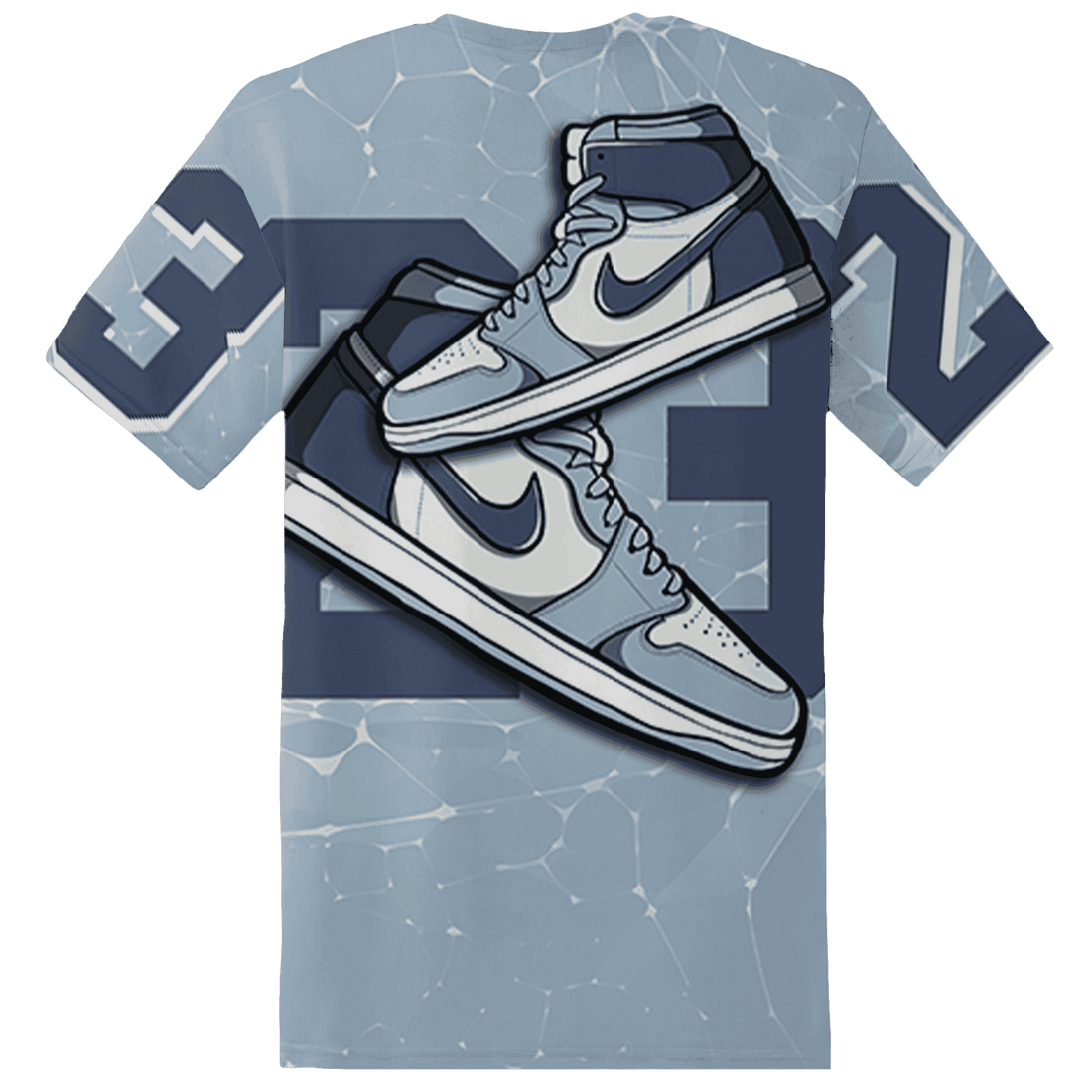 Mid Diffused Blue Grey 1s T Shirt Match 23 Sneaker 3D All-Over Print - NastyJamz