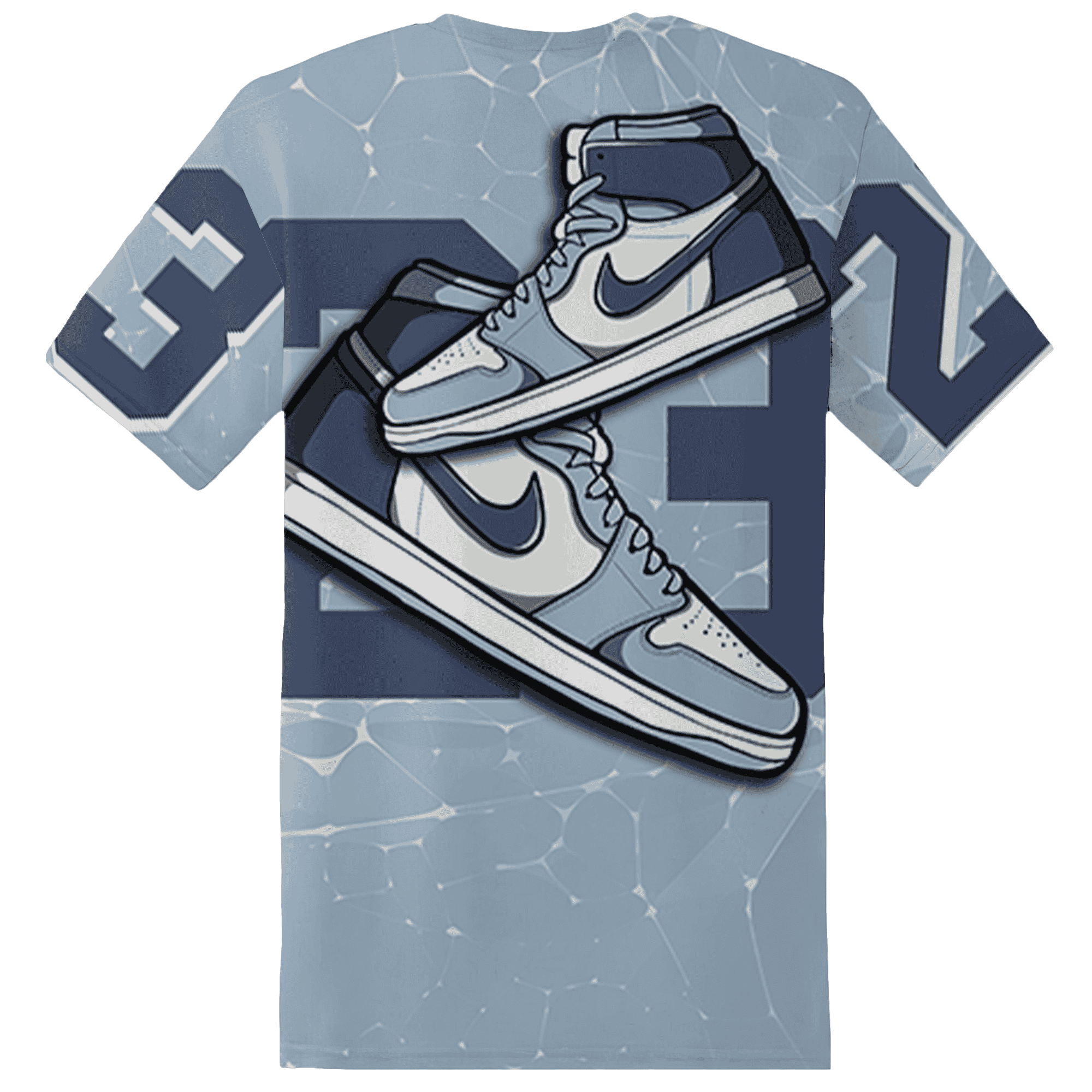 Mid Diffused Blue Grey 1s T Shirt Match 23 Sneaker 3D All-Over Print - NastyJamz