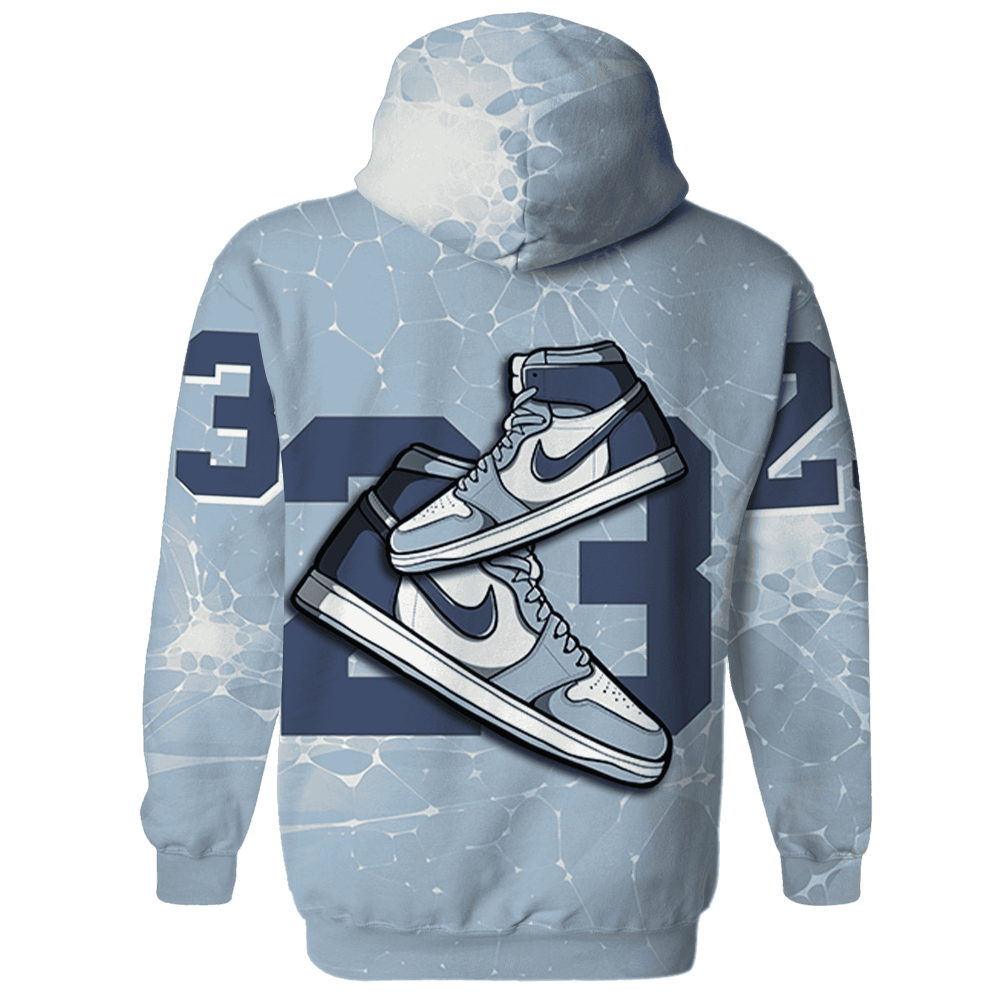 Mid Diffused Blue Grey 1s Hoodie Match 23 Sneaker 3D All-Over Print - NastyJamz