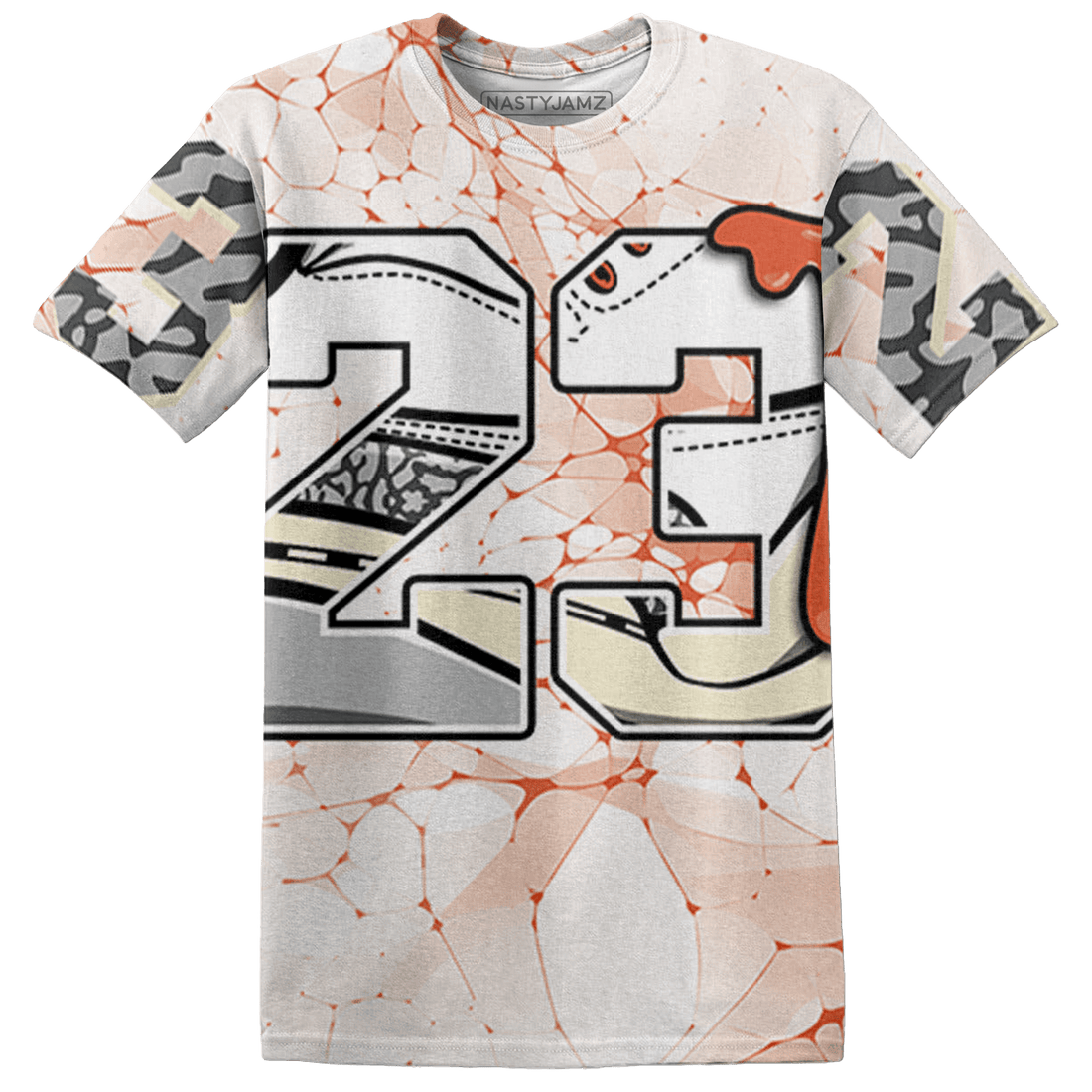 Georgia Peach 3s T Shirt Match 23 Sneaker 3D All-Over Print - NastyJamz