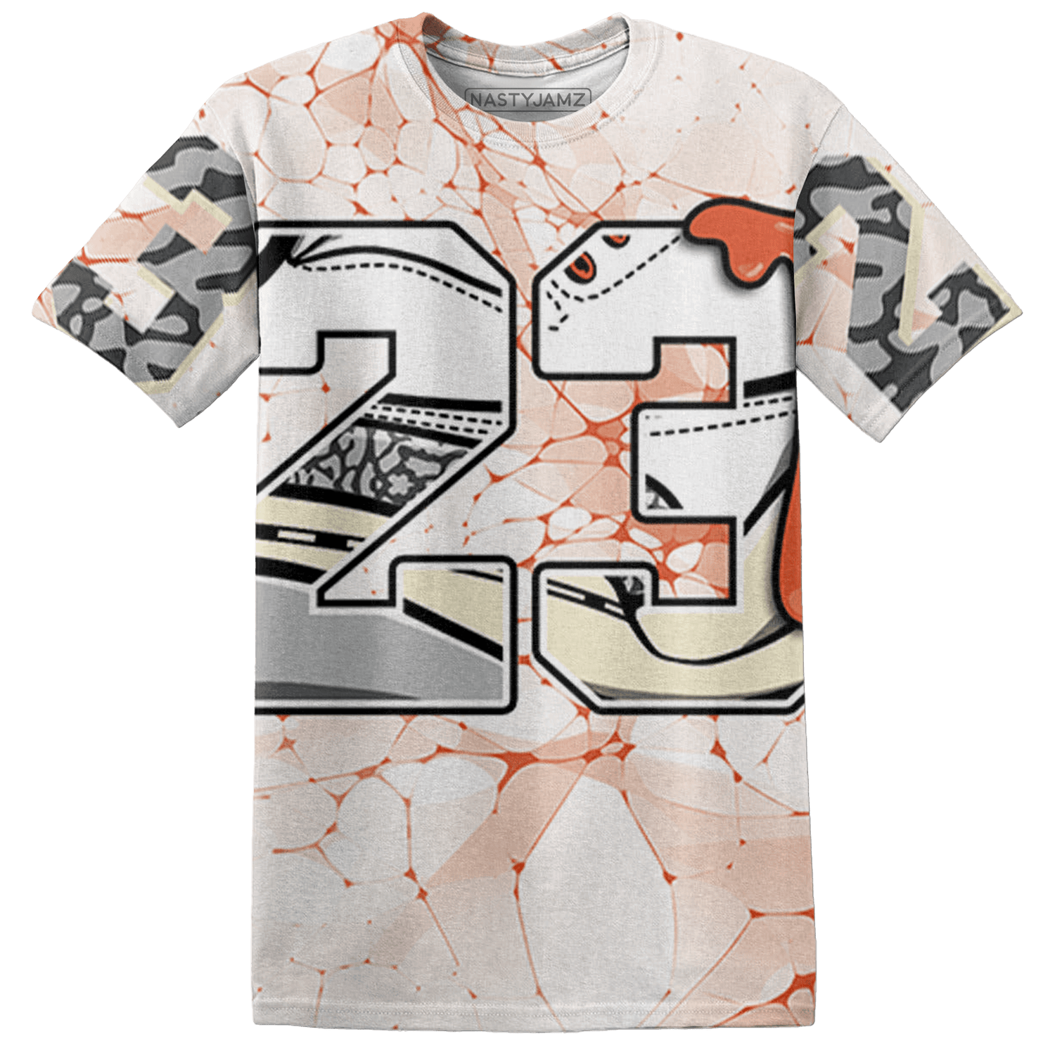Georgia Peach 3s T Shirt Match 23 Sneaker 3D All-Over Print - NastyJamz