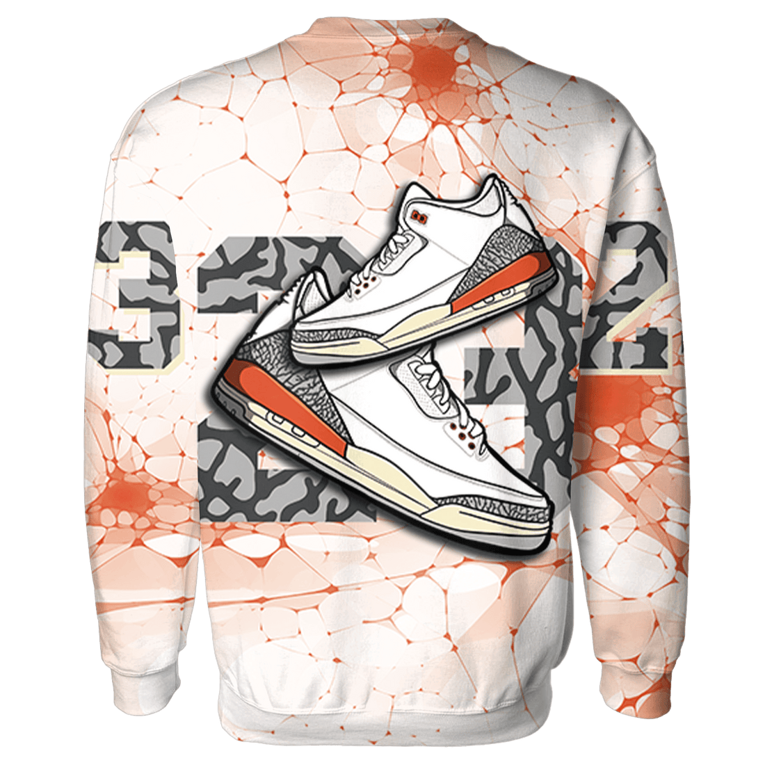 Georgia Peach 3s Sweatshirt Match 23 Sneaker 3D All-Over Print - NastyJamz