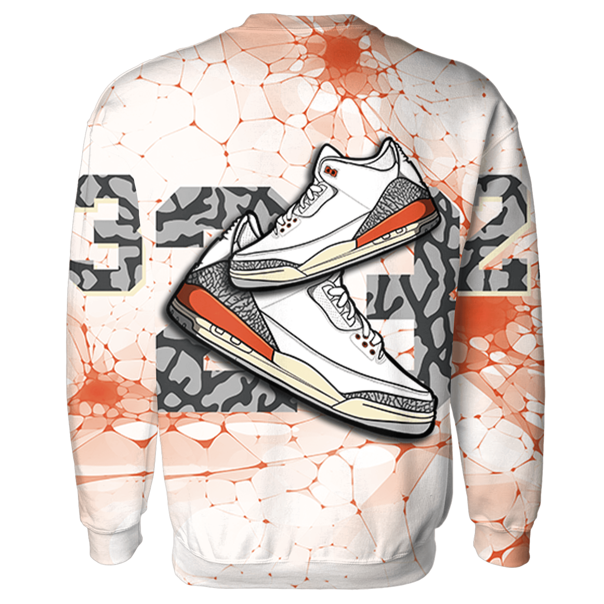 Georgia Peach 3s Sweatshirt Match 23 Sneaker 3D All-Over Print - NastyJamz