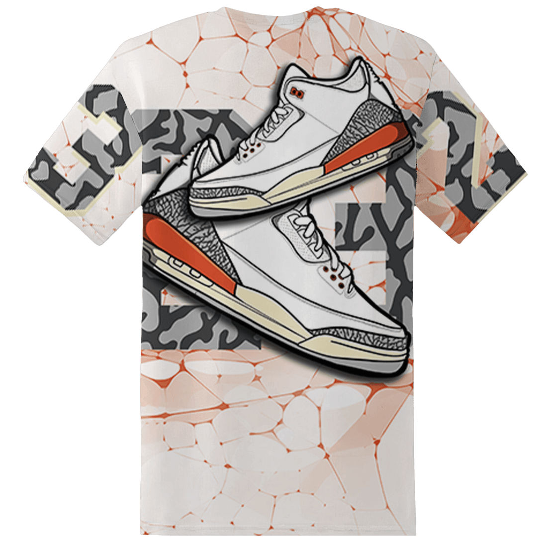 Georgia Peach 3s T Shirt Match 23 Sneaker 3D All-Over Print - NastyJamz