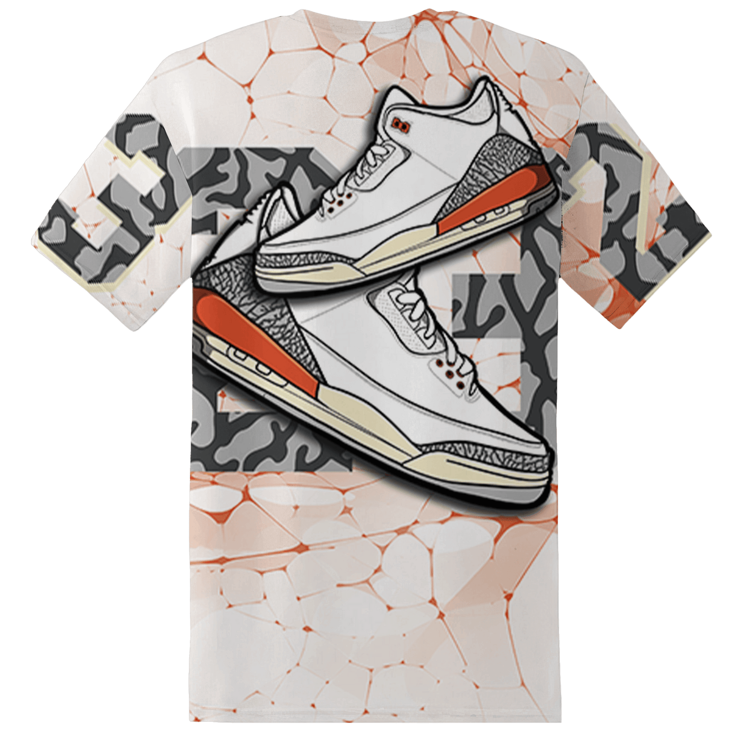Georgia Peach 3s T Shirt Match 23 Sneaker 3D All-Over Print - NastyJamz