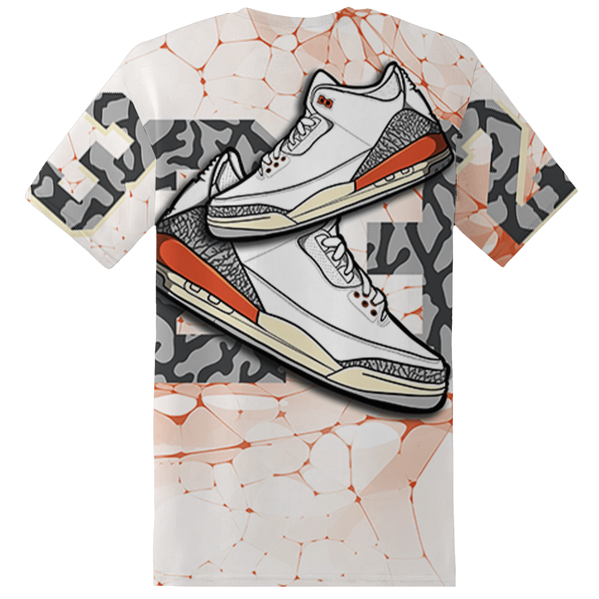 Georgia Peach 3s T Shirt Match 23 Sneaker 3D All-Over Print - NastyJamz