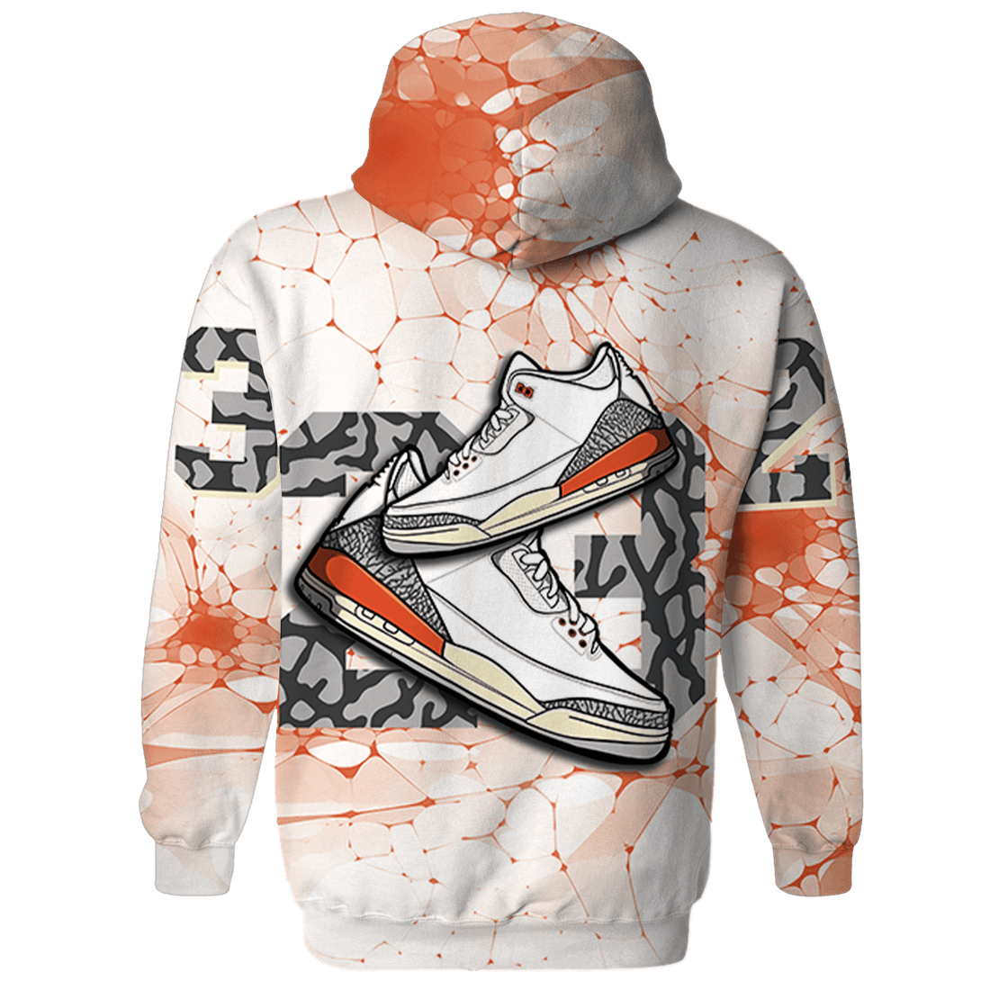 Georgia Peach 3s Hoodie Match 23 Sneaker 3D All-Over Print - NastyJamz