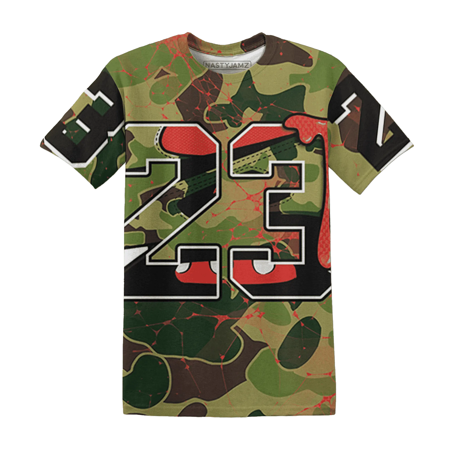 AM-90-Dark-Sage-Solar-Red-NastyJamz-T-Shirt-Match-23-Sneaker-3D