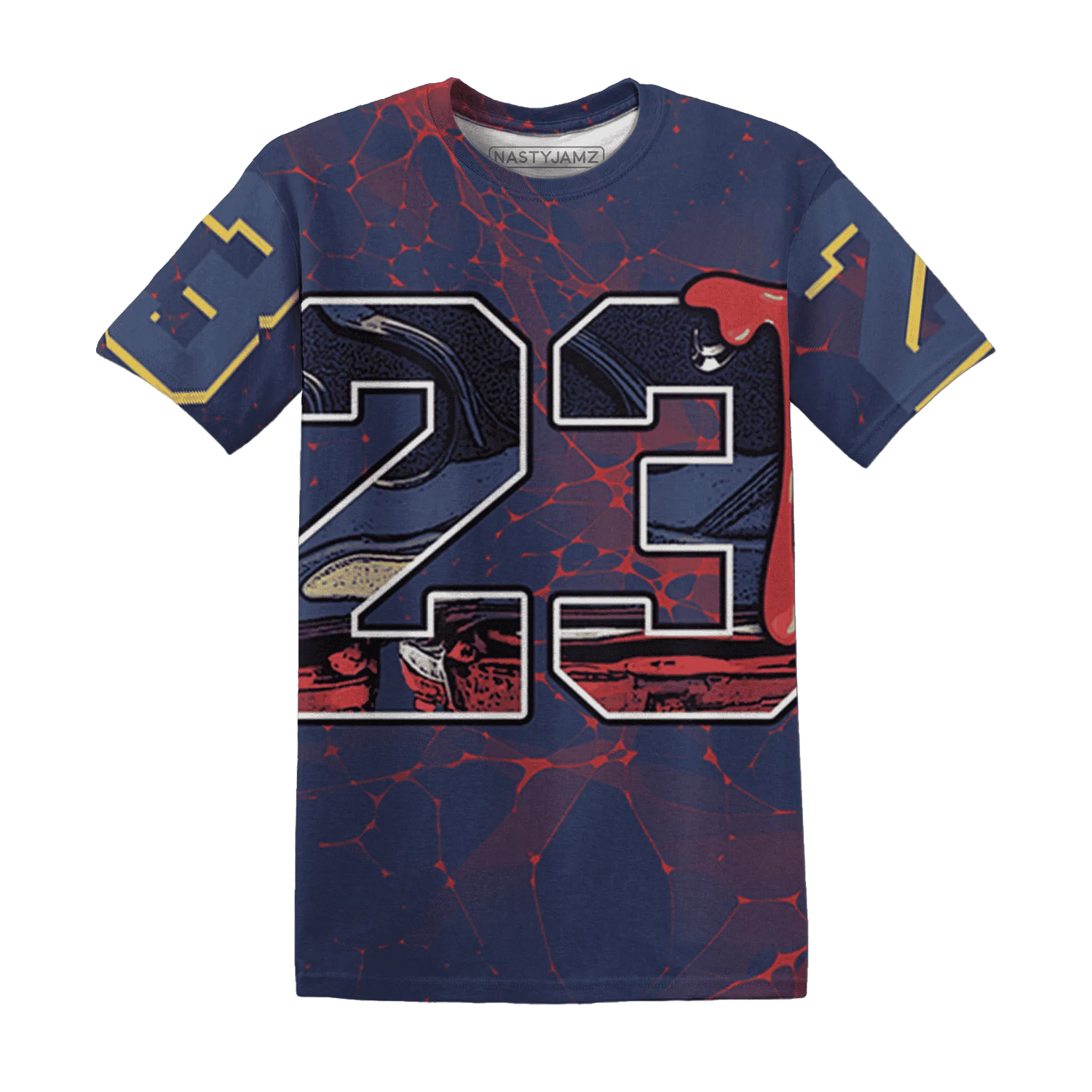 VaporMax-Air-Plus-Midnight-Navy-Gold-Black-T-Shirt-Match-23-Sneaker-3D
