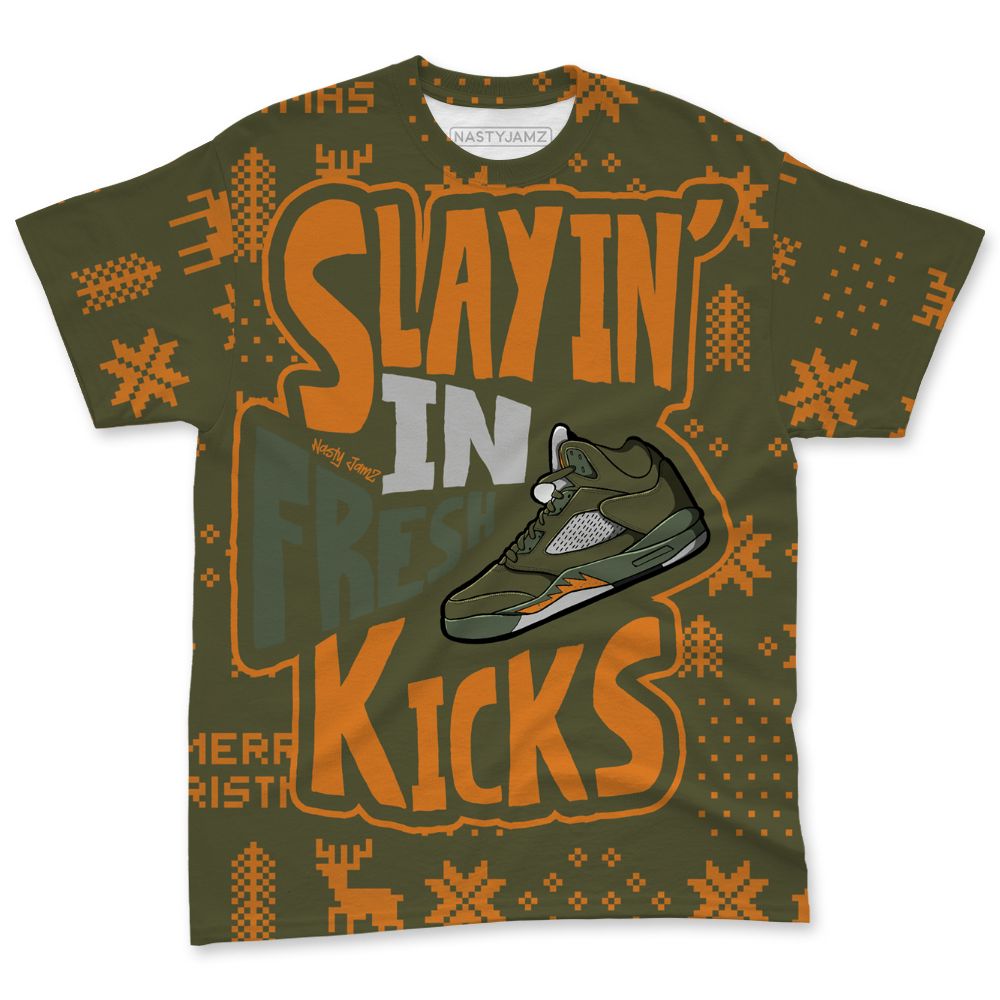 Olive-5s-NastyJamz-T-Shirt-Match-Slayin-Kicks-All-Over-Print
