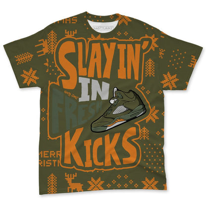 Olive-5s-NastyJamz-T-Shirt-Match-Slayin-Kicks-All-Over-Print