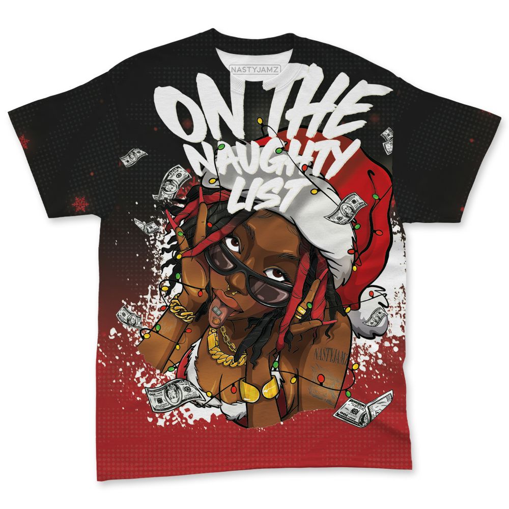 Black-Toe-Reimagined-Red-White-1s-NastyJamz-T-Shirt-Match-Smas-Naughty-List-All-Over-Print