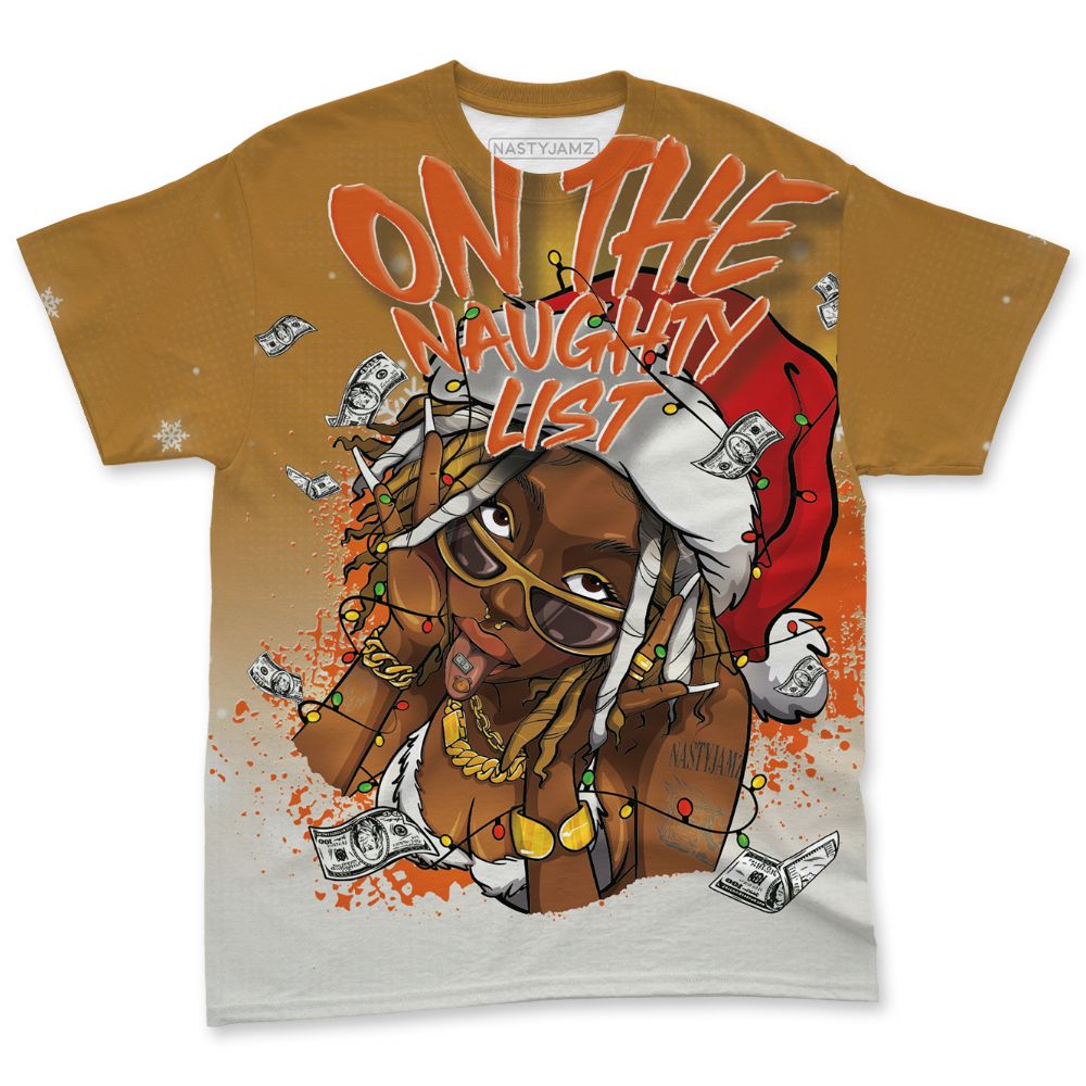 Dunk-Low-Retro-Wheat-Orange-NastyJamz-T-Shirt-Match-Smas-Naughty-List-All-Over-Print