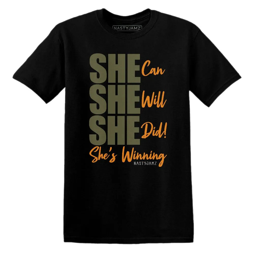 SHE AJ 5 Olive NastyJamz Website T-Shirt 2D