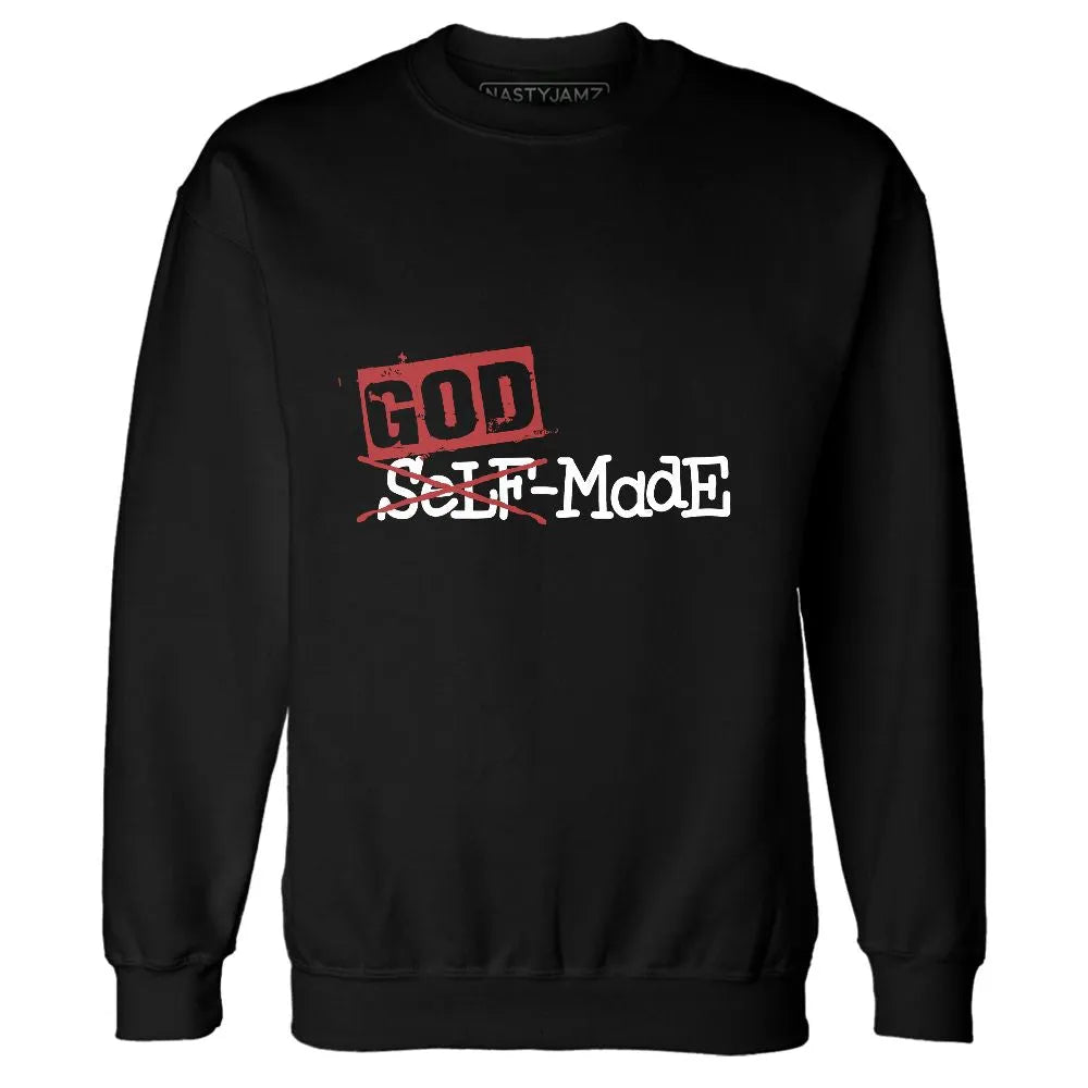 Black-Toe-Reimagined-1s-Red-White-NastyJamz-Sweatshirt-Match-Godmade