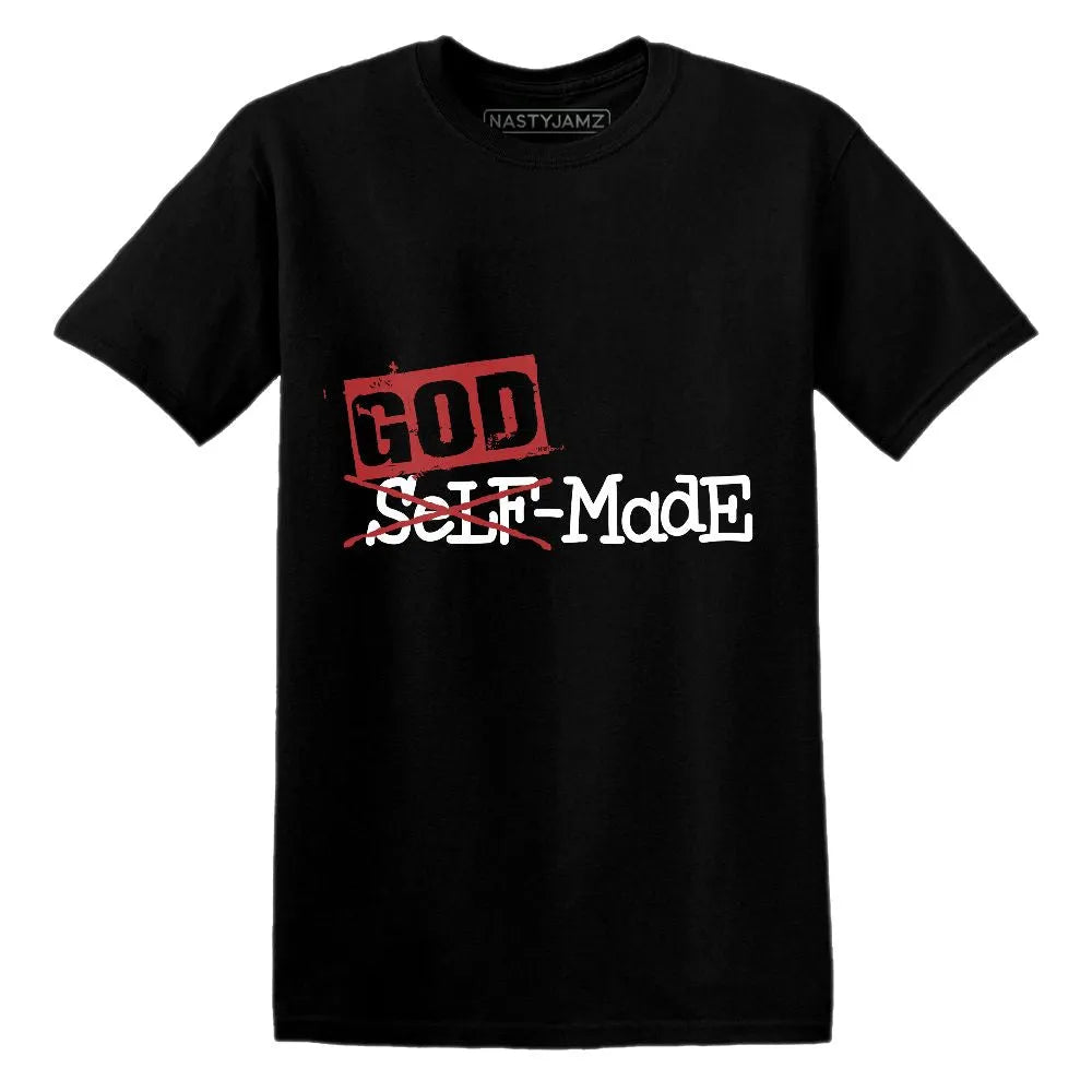 Black-Toe-Reimagined-1s-Red-White-NastyJamz-T-Shirt-Match-Godmade