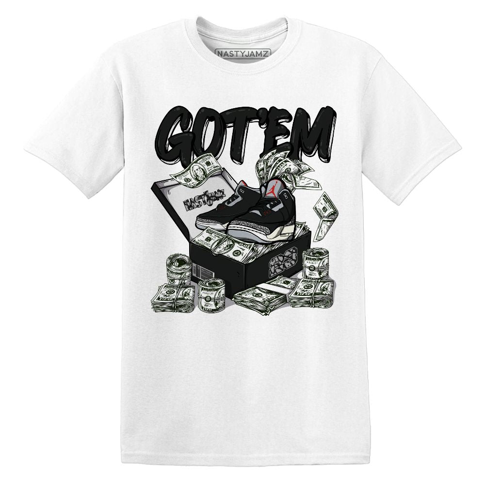 Dollar Sneaker Box.AJ 3 Black Cement.NastyJamz Website T-Shirt 2D