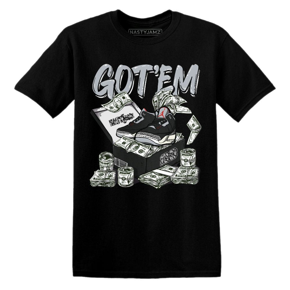 Dollar Sneaker Box.AJ 3 Black Cement.NastyJamz Website T-Shirt 2D