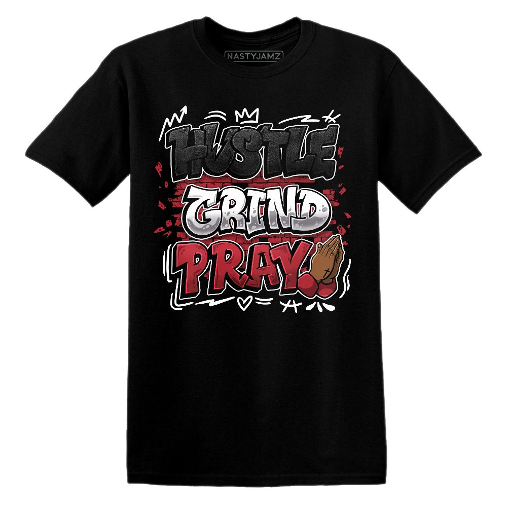 Hustle Grind Pray.AJ 11 Bred Velvet.NastyJamz Website T-Shirt 2D