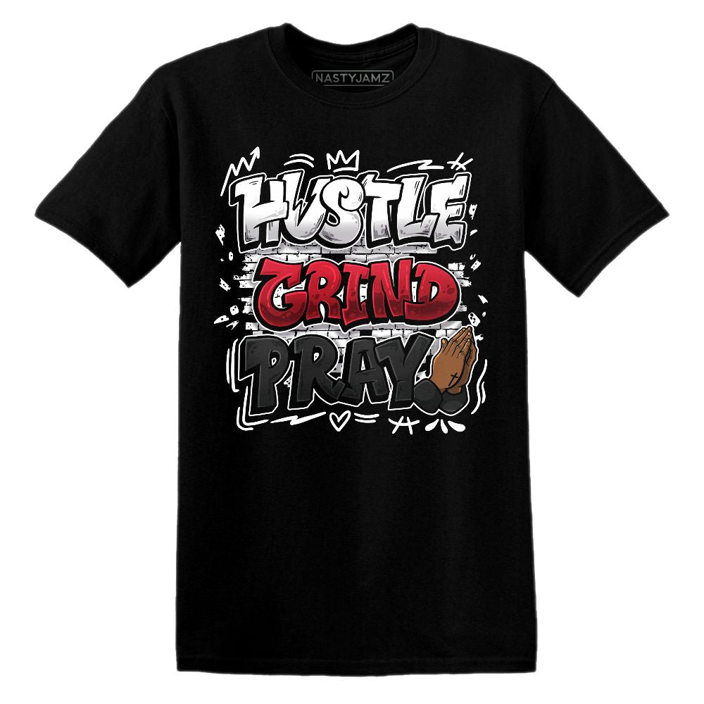 Hustle Grind Pray.AJ 14 Black Toe.NastyJamz Website T-Shirt 2D