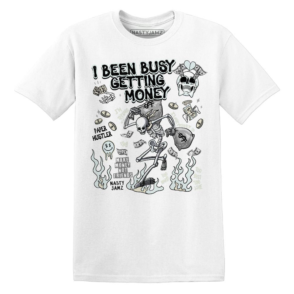 Busy Getting Money Skull.AJ 4 Pure Platinum.NastyJamz Website T-Shirt 2D