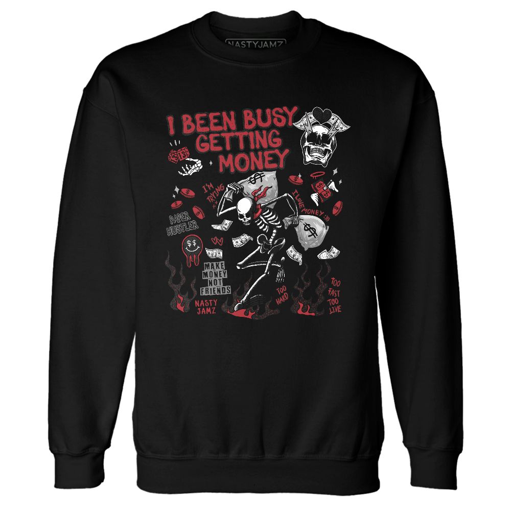 Bred-Velvet-11s-NastyJamz-Sweatshirt-Match-Busy-Getting-Money-Skull