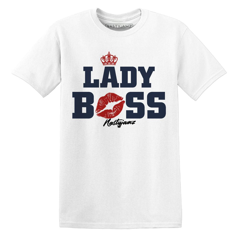 White-Navy-6s-NastyJamz-T-Shirt-Match-Lady-Boss